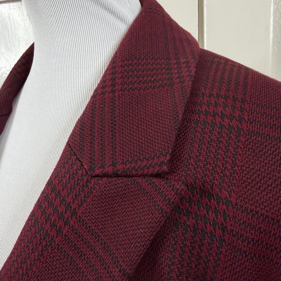 Lane Bryant Ponte Knit Blazer Jacket 20W Burgundy Plaid One Button Office 2024 - Picture 3 of 10